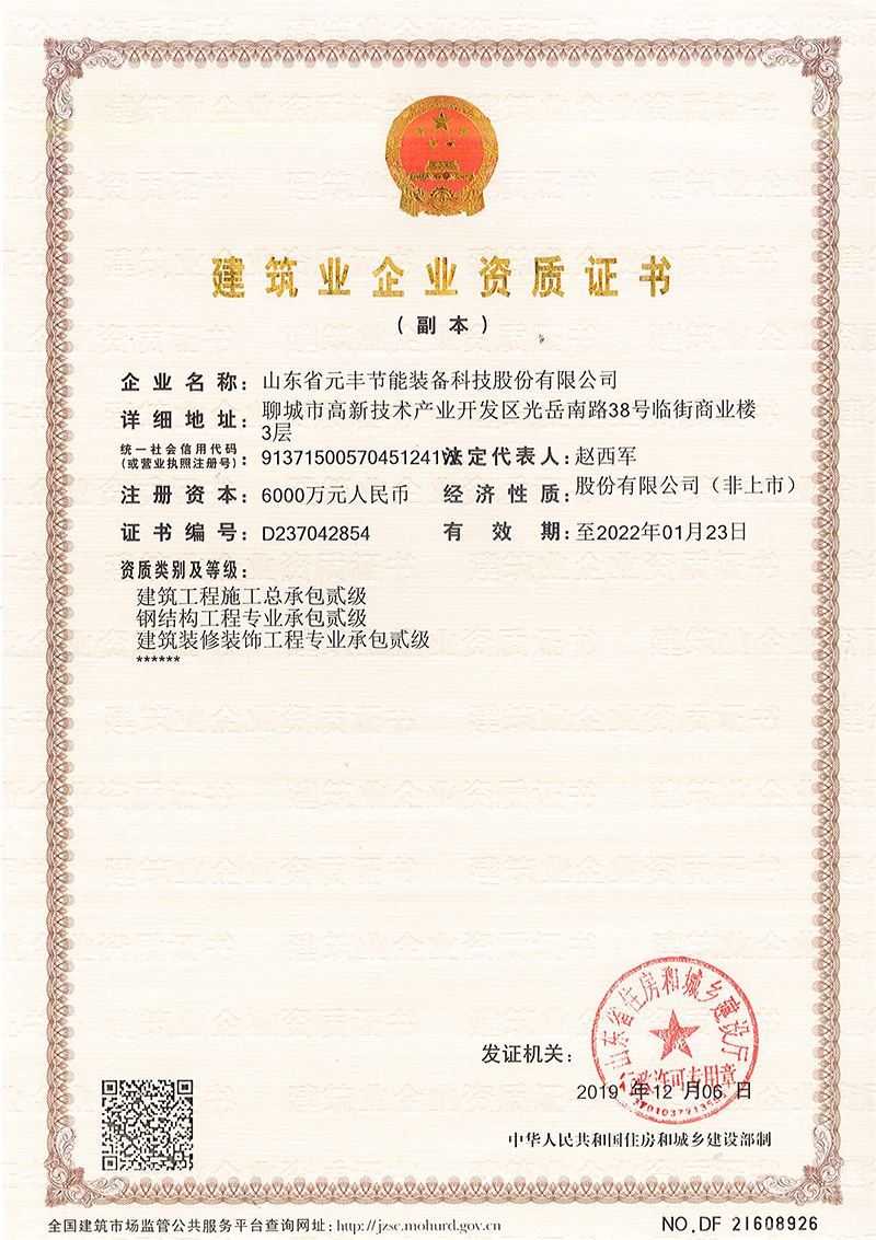 Copies of level II qualification certificates